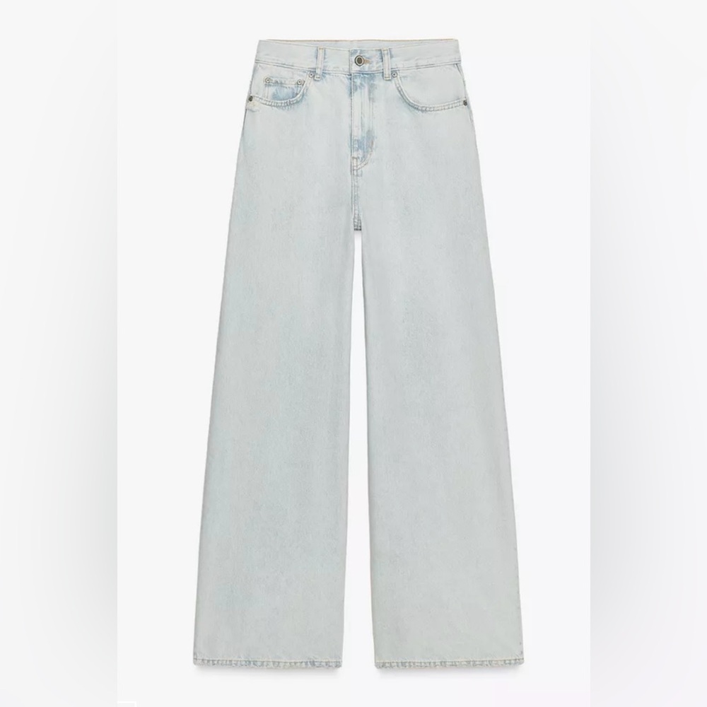 Zara High Waist Palazzo Fit Jeans in Light Blue Size 12. NWT - Picture 5 of 14
